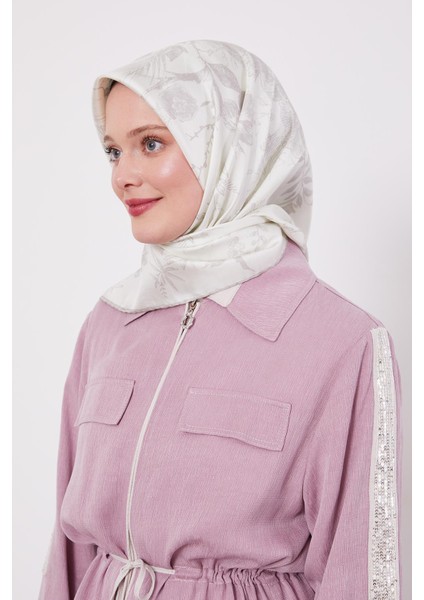 Krem Soyut Gül Desen Twill Ipek Eşarp fiyatları