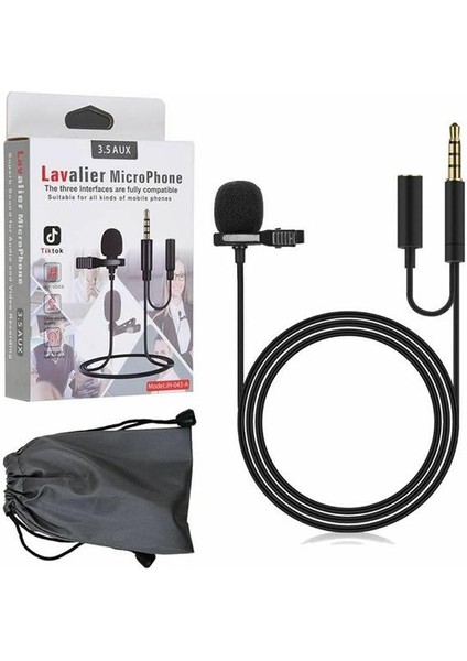 Powermaster JH-043-A Cep Telefonu Için 3.5 mm Jack Girişli Youtuber Yaka Mikrofonu