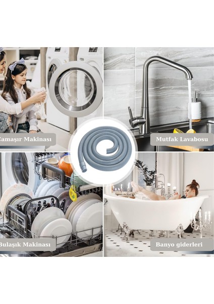 Çamaşır ve Bulaşık Makinası İçin Körüklü Pis Su Tahliye Hortumu