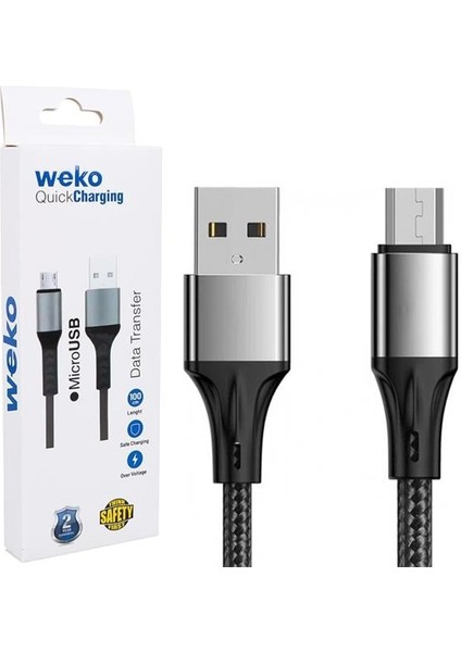 Weko WK-22023 USB To Micro USB Örgülü Lacivert Telefon Şarj Kablosu