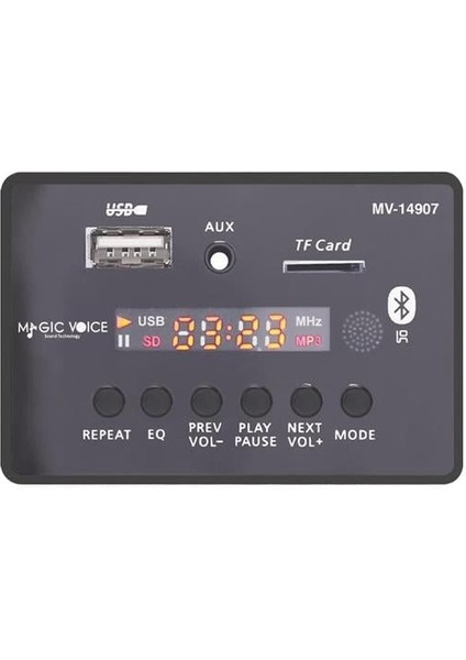 Magicvoice MV-14907 Usb-Sd-Aux-Bluetooth Mikrofonlu Kumandalı Ekranlı Oto Teyp Çevirici Dijital Player Board