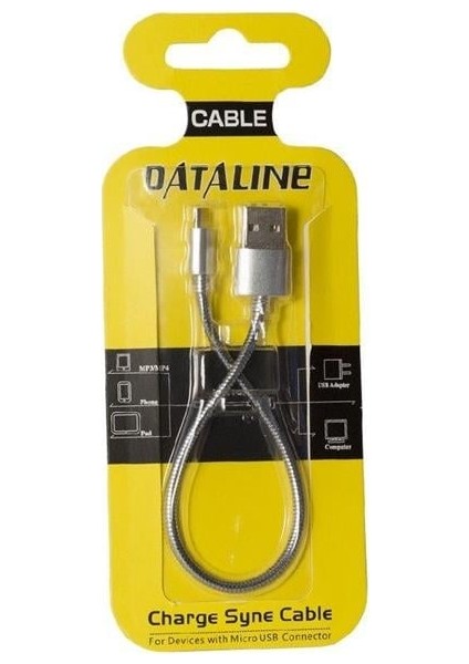 Powermaster Dataline Micro Serisi Örgülü Kısa Şarj Kablosu