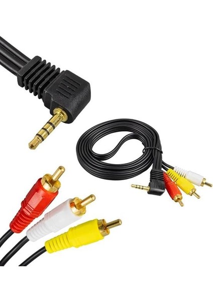 Uydu Alıcısı Av Kablo 3.5 mm Stereo Erkek - 3 Rca Silikonlu 1.2 Metre Kablo Uzun Jack