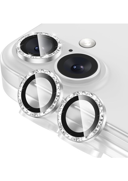Trend iPhone 16 / iPhone 16 Plus Taşlı Lens Koruyucu Premium Kalite ve Görünüm Silver Gümüş