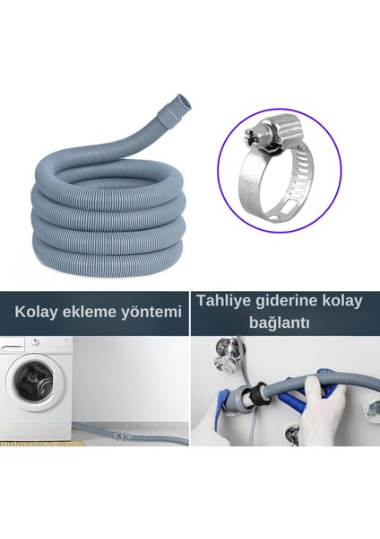 Çamaşır ve Bulaşık Makinası İçin Körüklü Pis Su Tahliye Hortumu modelleri