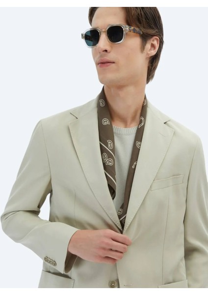 Bej Düz Modern Fit Takım Elbise