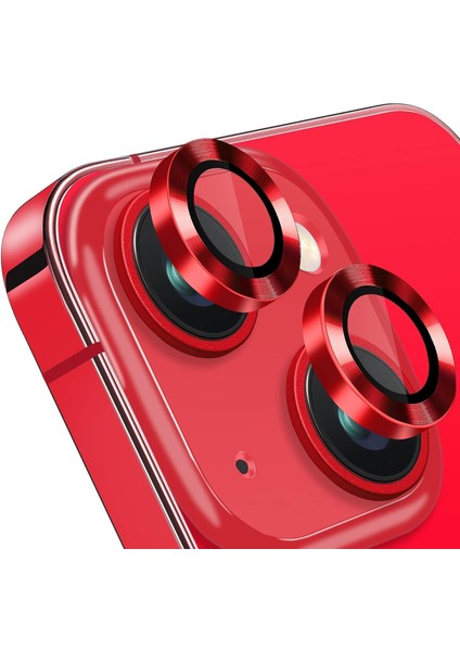 Apple iPhone 14 iPhone 14 Plus Için Kamera Lens Koruyucu Kamera Koruyucu Ultra Ince Yüksek Kaliteli Cam Lens Mercek Koruyucu (Kırmızı)