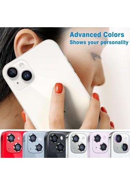 Apple iPhone 14 iPhone 14 Plus Için Kamera Lens Koruyucu Kamera Koruyucu Ultra Ince Yüksek Kaliteli Cam Lens Mercek Koruyucu (Kırmızı)