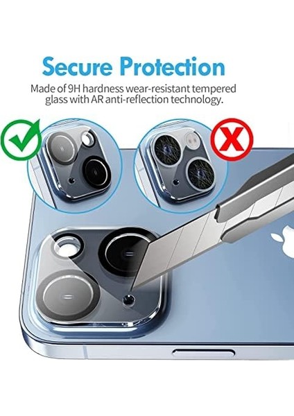 Trend iPhone 14 ve 14 Plus Uyumlu Kamera Lens Koruyucu Temperli Cam Kamera Koruyucu 9h Sertlik Hd Şeffaf Kamera Lens Kapağı Cam Film