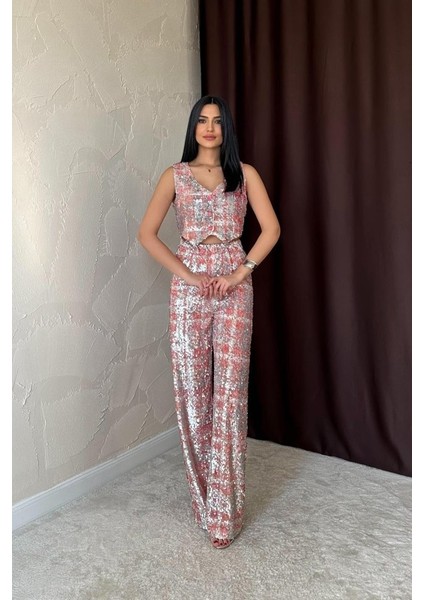 Gri Pullu Yelek ve Pantolon Takım