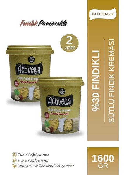 Sütlü Fındık Kreması Parçacıklı 800gr %30 Fındıklı x 2