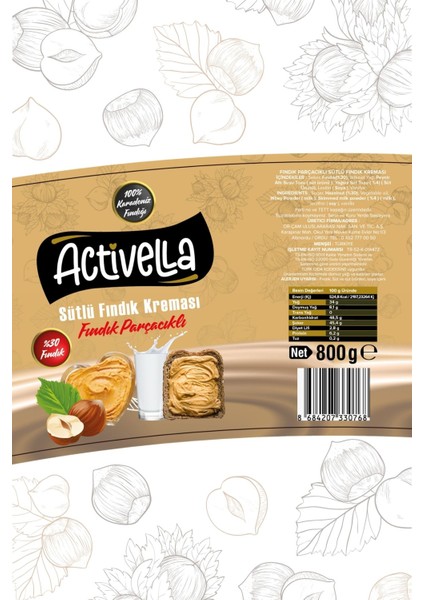 Sütlü Fındık Kreması Parçacıklı 800gr %30 Fındıklı x 2