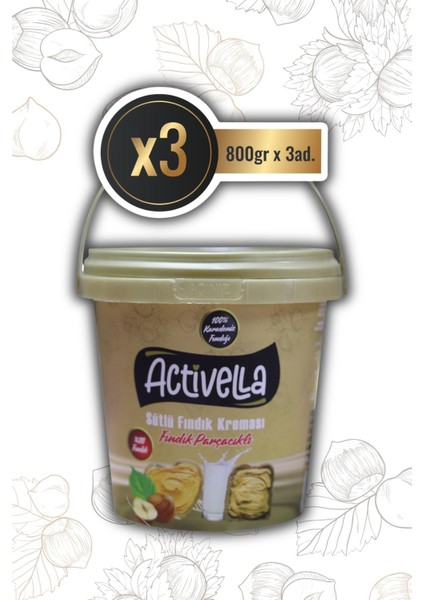 Sütlü Fındık Kreması Parçacıklı 800gr %30 Fındıklı x 3