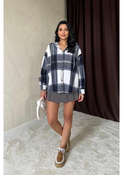 Munn Collection Lacivert Kapüşonlu Oduncu Gömlek
