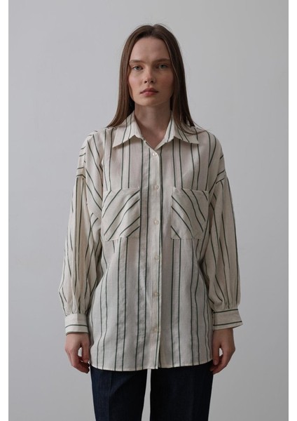 Gömlek - Bej-Yeşil