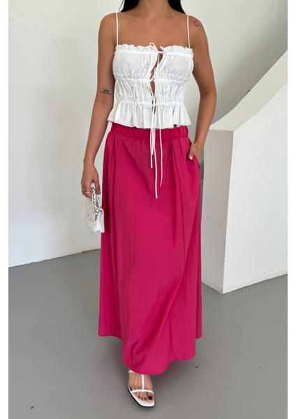 Etek Şanel Boy Soft Kumaş - Fuşya fiyatları