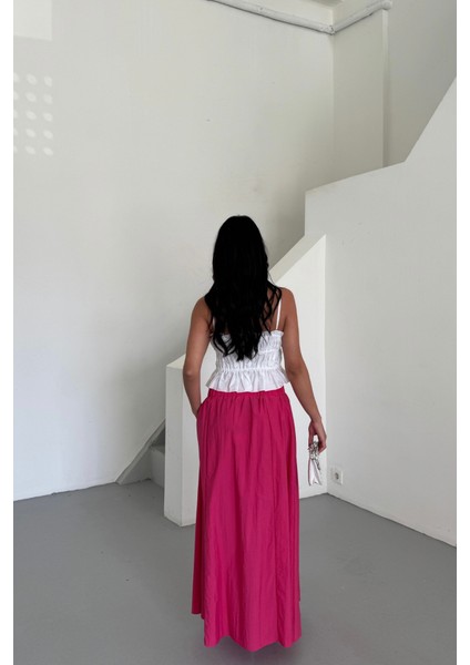 Etek Şanel Boy Soft Kumaş - Fuşya fırsatları