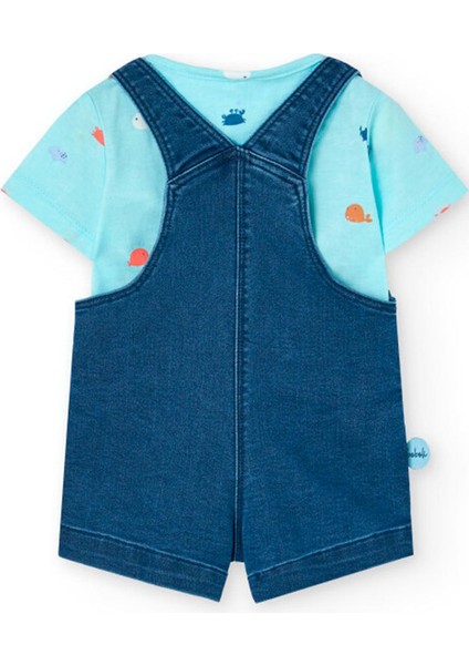 Yengeç Nakışlı Erkek Bebek 2'li Salopet Şort Set fiyatları