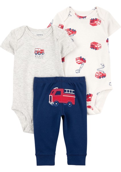 Layette Erkek Bebek Alt Üst Set 3lü Set