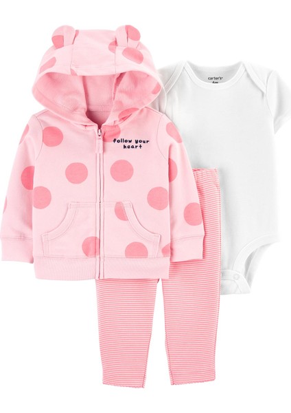 Kız Çocuk Bebek 3'lü Hırkalı Set