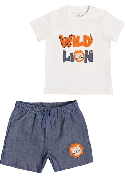 Nakış Detaylı Beyaz Tişört - Şort Erkek Bebek Ikılı Takım fiyatları