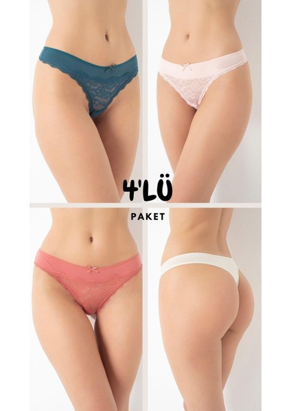 Kadın Dantelli 4'Lü Paket Tanga Asorti-2 C1T0N5O408