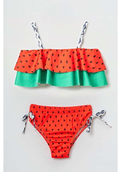 Desenli Kız Çocuk Mayo Bikini Takımı