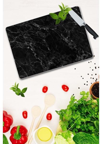 20X30 cm Cam Kesme Tahtası Siyah Mermer Görünümlü fiyatları