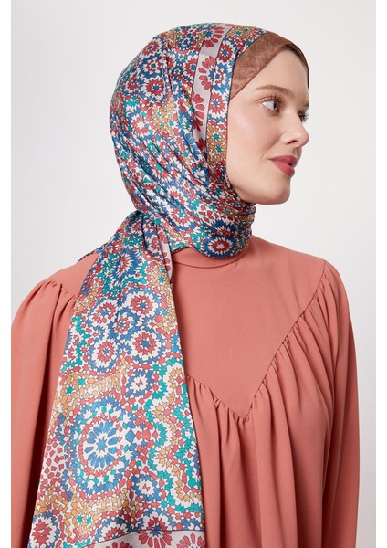 Sütlü Kahve Batik Desen Hint Ipeği Şal