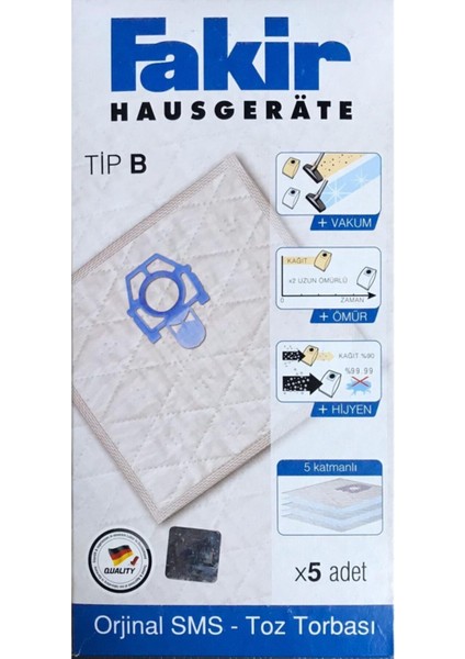 Clarris - Aquawelt - Hygienmax Elektrikli Süpürge Için Sms Toz Torbası Tip B