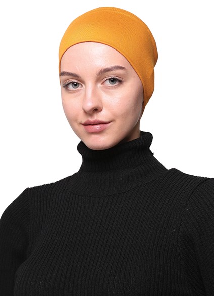 Kadın Penye Dikişsiz Tesettür Bandana Bone Spor Saç Bandı - Hardal modelleri
