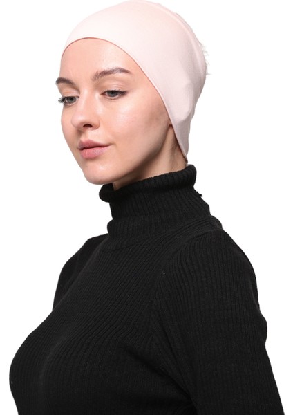 Kadın Penye Dikişsiz Tesettür Bandana Bone Spor Saç Bandı - Açık Pudra modelleri