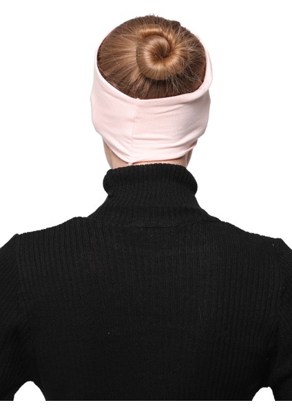 Kadın Penye Dikişsiz Tesettür Bandana Bone Spor Saç Bandı - Açık Pudra indirimleri