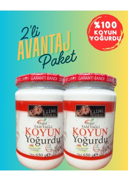 Koyun Yoğurdu % 100 Doğal 2 Adet * 650g toplam1.300g | Alp Ezine Yoğurdu