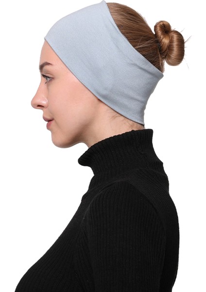 Kadın Penye Dikişsiz Tesettür Bandana Bone Spor Saç Bandı - Koyu Firuze