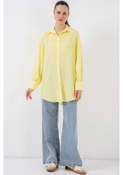 Çizgili Uzun Gömlek Tunik 5963 - Sarı fiyatları