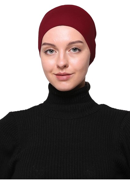 Kadın Penye Dikişsiz Tesettür Bandana Bone Spor Saç Bandı - Bordo fiyatları