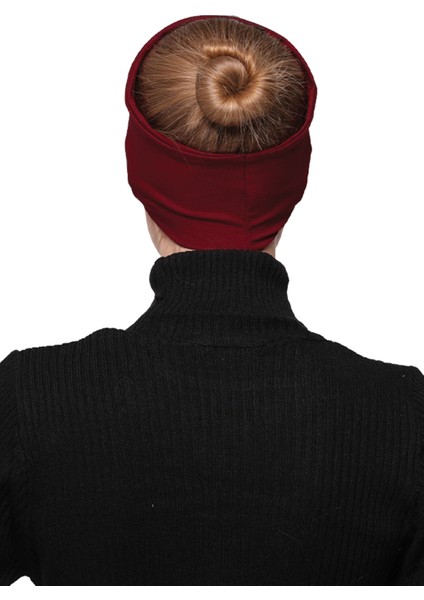 Kadın Penye Dikişsiz Tesettür Bandana Bone Spor Saç Bandı - Bordo indirimleri