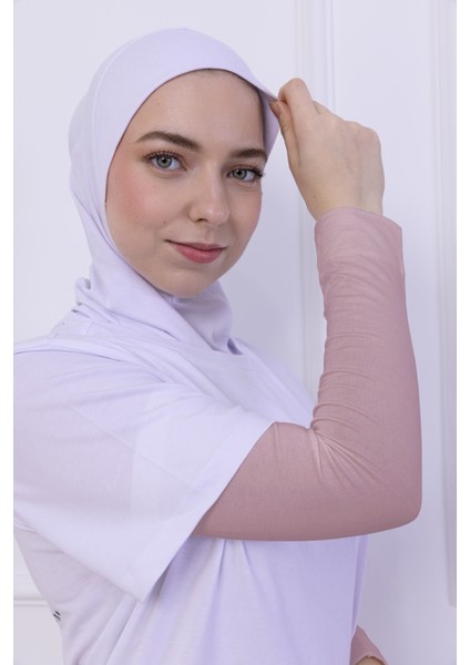 Likralı Penye Kolluk Pudra - Pratik Kadın Tesettür Düz Namaz Kolluğu 1 Çift 40CM Viskon Hijab