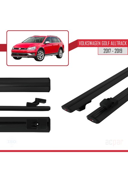 Vw Golf Alltrack Mk7 2017-2019 Arası ile Uyumlu Basıc Model Ara Atkı Tavan Barı Siyah 2 Adet