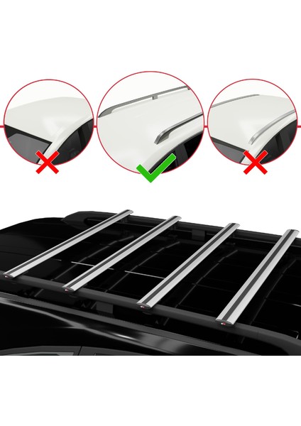 Toyota Highlander 2001-2007 Arası ile Uyumlu Basıc Model Ara Atkı Tavan Barı Gri 4 Adet