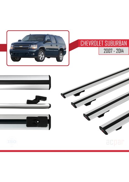 Chevrolet Suburban 2007-2014 Arası ile Uyumlu Basıc Model Ara Atkı Tavan Barı Gri 4 Adet modelleri
