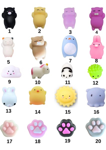 10 Adet Sukuşi Hayvan Figürü Squishy (Istediğiniz Figürleri Seçebilirsiniz)