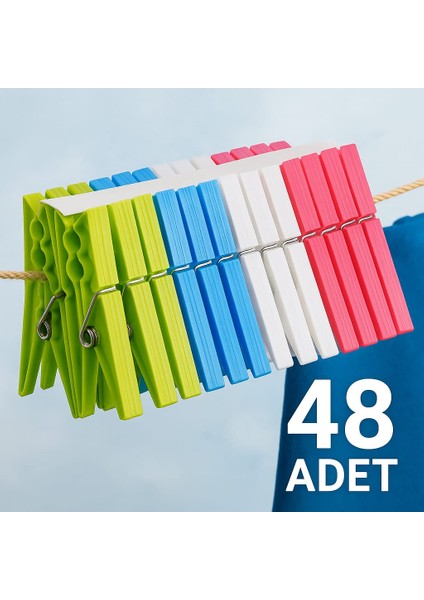 48 Adet Mandal Klasik Çamaşır Mandalı Plastik