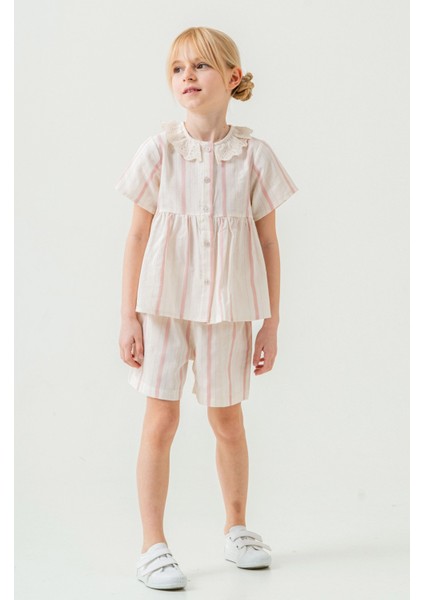 Yaka Detaylı Kız Çocuk Takım 3825