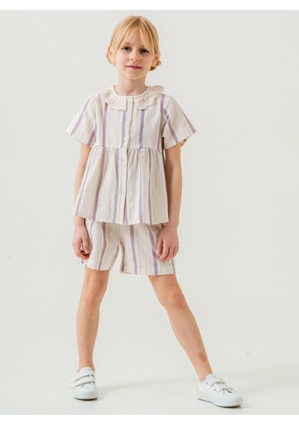 Yaka Detaylı Kız Çocuk Takım 3825