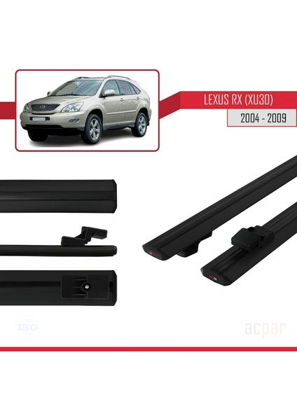 Lexus Rx 2 (XU30) 2004-2009 Arası ile Uyumlu Basıc Model Ara Atkı Tavan Barı Siyah 2 Adet