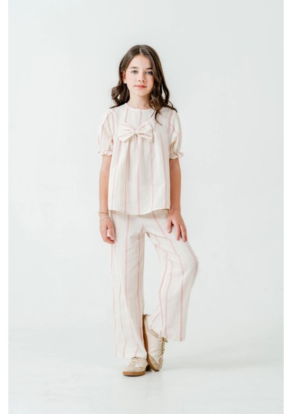 Kurdelalı Çizgili Kız Çocuk Takım 3837 modelleri