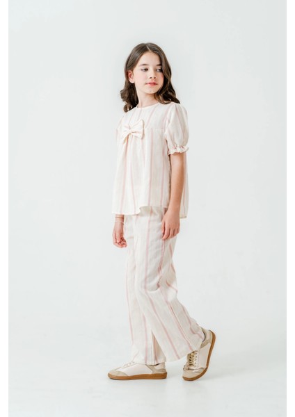 Kurdelalı Çizgili Kız Çocuk Takım 3837 fırsatları