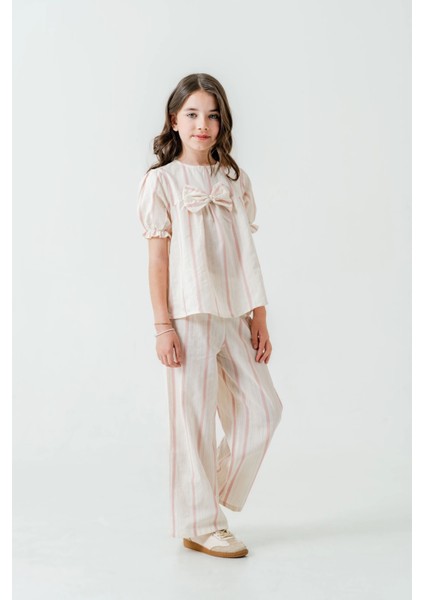 Kurdelalı Çizgili Kız Çocuk Takım 3837 indirimleri